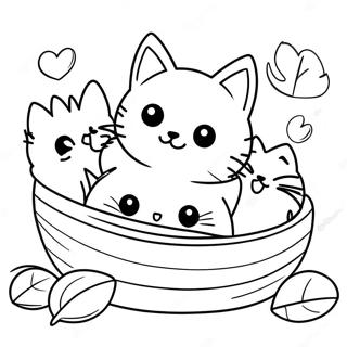 Fluffy Cat Nesting With Adorable Kittens Coloring Page 24984-20216