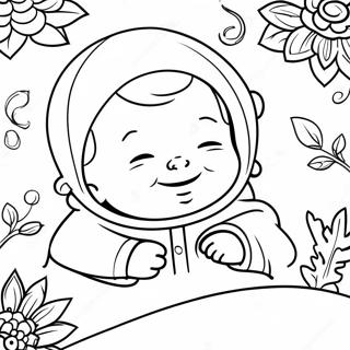 Cute Newborn Baby In Blanket Coloring Page 25014-20244