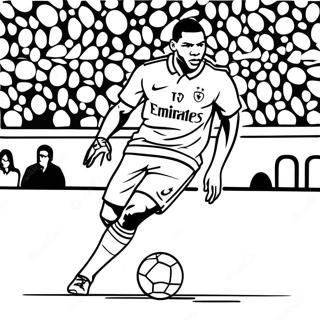 Mbappe Dribbling The Ball Coloring Page 2502-2110