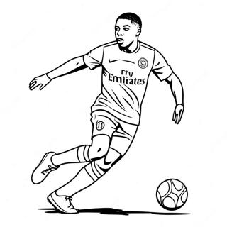 Mbappe Dribbling The Ball Coloring Page 2502-2111