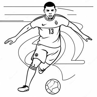 Mbappe Dribbling The Ball Coloring Page 2502-2112