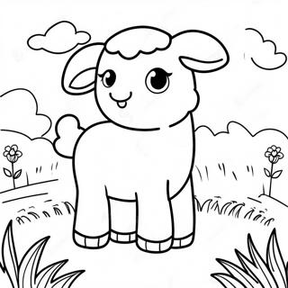 Cute Lamb In A Meadow Coloring Page 25084-20294