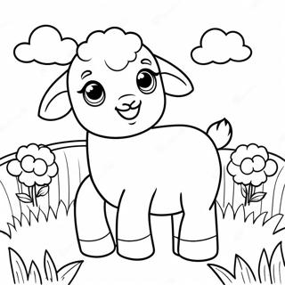 Cute Lamb In A Meadow Coloring Page 25084-20295