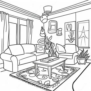 Cozy Living Room Welcome Home Coloring Page 2512-2122