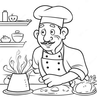 Funny Chef Cooking Coloring Page 25144-20338