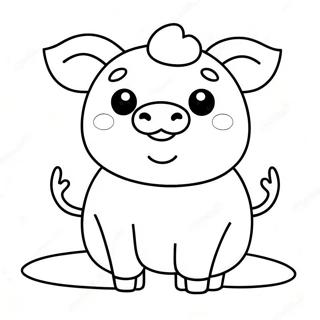 Kawaii Cute Pig Coloring Page 25153-20346