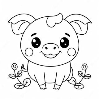 Kawaii Cute Pig Coloring Page 25153-20347