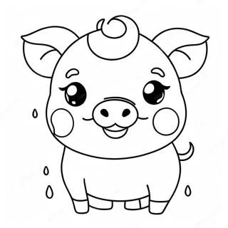 Kawaii Cute Pig Coloring Page 25153-20348