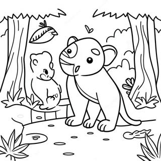 Colorful Jungle Animal Habitat Coloring Page 25164-20356