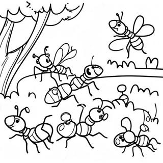 Colorful Ants In A Garden Coloring Page 25174-20373