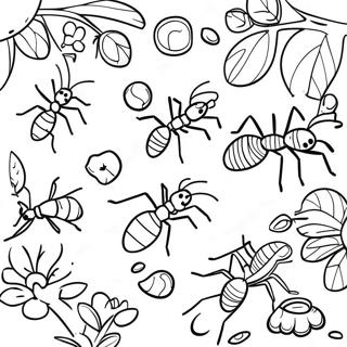 Colorful Ants In A Garden Coloring Page 25174-20375