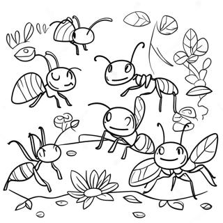 Colorful Ants In A Garden Coloring Page 25174-20376