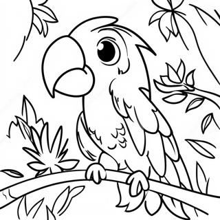 Colorful Macaw In Tropical Jungle Coloring Page 25184-20372