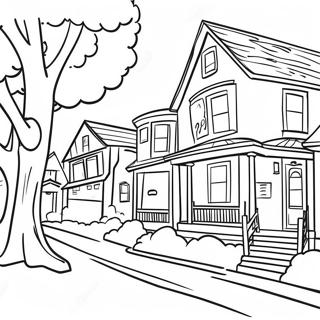 Neighborhood Scene Coloring Page 25213-20396