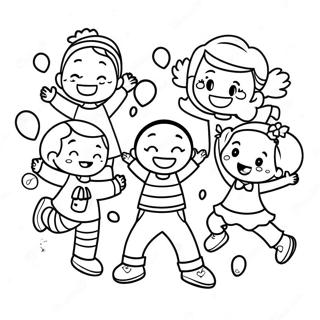 Joyful Kids Playing Coloring Page 25234-20409