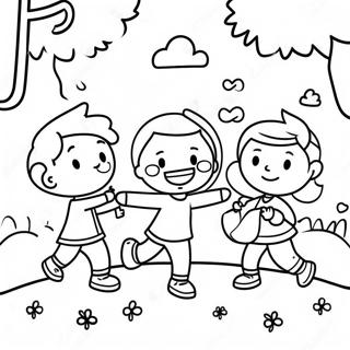 Joyful Kids Playing Coloring Page 25234-20412