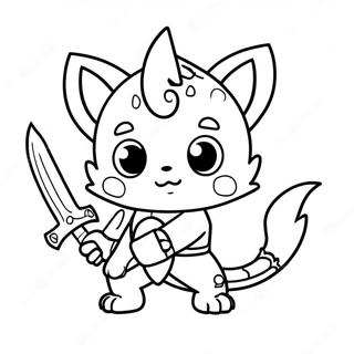 Cute Monster Hunter With Sword Coloring Page 25314-20484