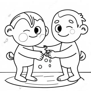 Handwashing Fun Characters Coloring Page 25373-20522