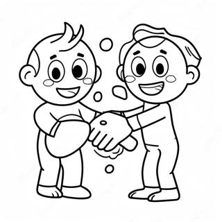 Handwashing Fun Characters Coloring Page 25373-20523