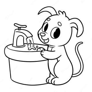 Cute Animals Handwashing Coloring Page 25374-20535