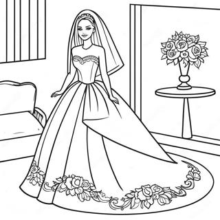 Wedding Barbie In Elegant Dress Coloring Page 25423-20559