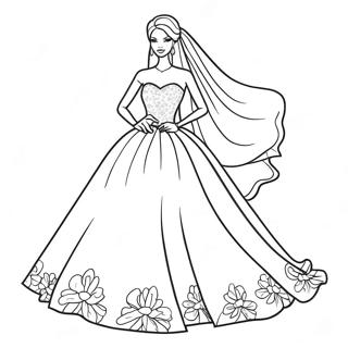 Wedding Barbie In Elegant Dress Coloring Page 25423-20560