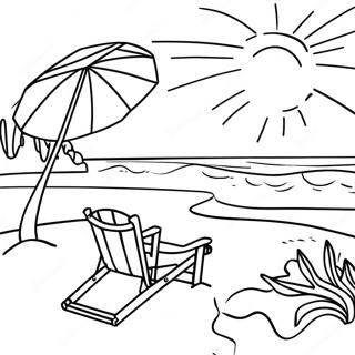 Colorful Beach Scene Swimming Coloring Page 2542-2145