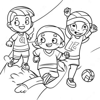 Energetic Kids Playing Sports Coloring Page 25464-20592