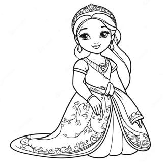 Jasmine In A Beautiful Dress Coloring Page 25554-20665