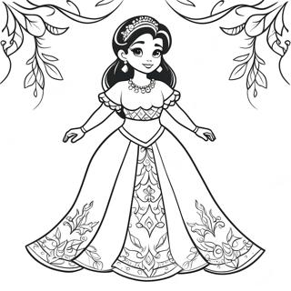 Jasmine In A Beautiful Dress Coloring Page 25554-20666