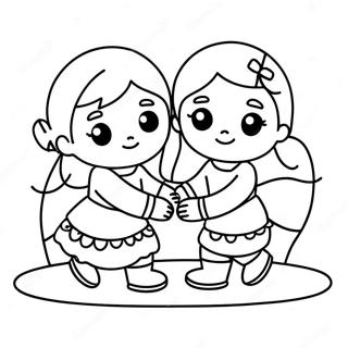 Sisters Playing Together Coloring Page 25583-20687