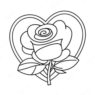 Love Heart Rose Coloring Pages