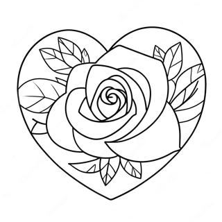 Love Heart Rose Coloring Page 25623-20714