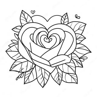 Love Heart Rose Coloring Page 25623-20715