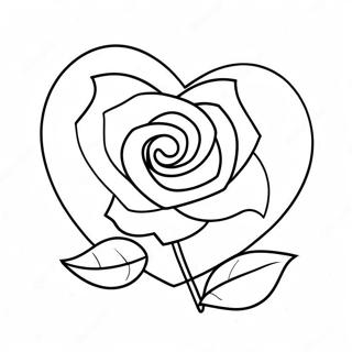 Love Heart Rose Coloring Page 25623-20716