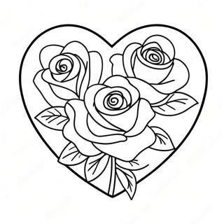 Beautiful Love Heart Rose Bouquet Coloring Page 25624-20726