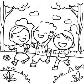 Happy Children Playing In The Park Coloring Page 25634-20729