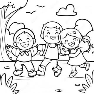 Happy Children Playing In The Park Coloring Page 25634-20731