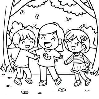 Happy Children Playing In The Park Coloring Page 25634-20732