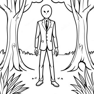 Slender Man In The Forest Coloring Page 25654-20745