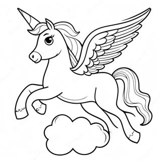 Majestic Pegasus Flying Over Clouds Coloring Page 2572-2169