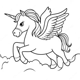 Majestic Pegasus Flying Over Clouds Coloring Page 2572-2170