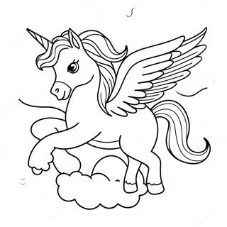 Majestic Pegasus Flying Over Clouds Coloring Page 2572-2171