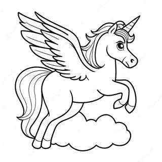 Majestic Pegasus Flying Over Clouds Coloring Page 2572-2172