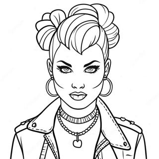 Punk Goth Fashionista Coloring Page 25784-20850