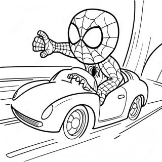 Spiderman Driving A Fast Car Coloring Page 25844-20897