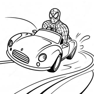 Spiderman Driving A Fast Car Coloring Page 25844-20898