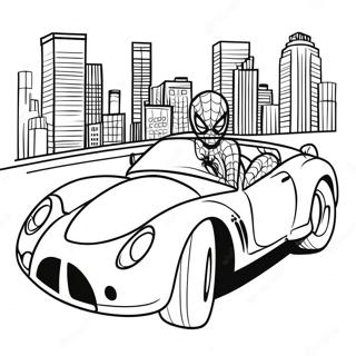 Spiderman Driving A Fast Car Coloring Page 25844-20899