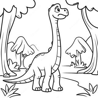 Friendly Brachiosaurus In A Forest Coloring Page 25854-20906