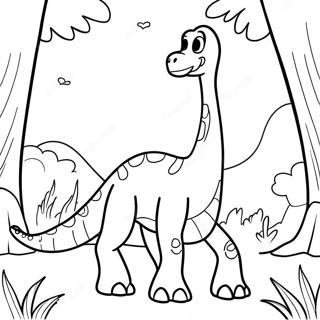 Friendly Brachiosaurus In A Forest Coloring Page 25854-20907